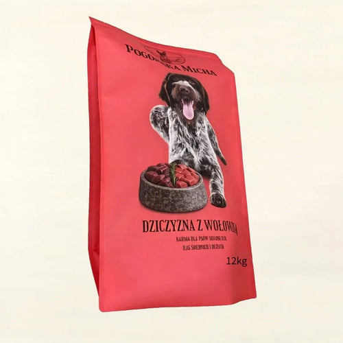 18LB Heavy-Duty Kraft Paper Flat Bottom Dog Food Stand Up Pouch (12KG Customizable S)